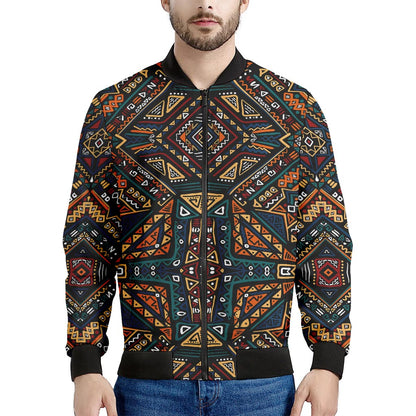 Boho Tribal Aztec Pattern Print Men's Bomber Jacket