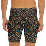 Boho Tribal Aztec Pattern Print Men's Long Boxer Briefs