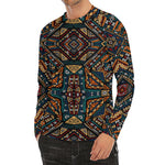 Boho Tribal Aztec Pattern Print Men's Long Sleeve Rash Guard