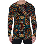 Boho Tribal Aztec Pattern Print Men's Long Sleeve T-Shirt