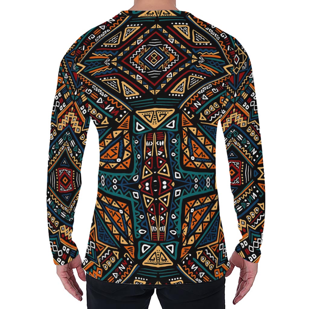 Boho Tribal Aztec Pattern Print Men's Long Sleeve T-Shirt