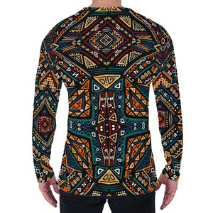 Boho Tribal Aztec Pattern Print Men's Long Sleeve T-Shirt