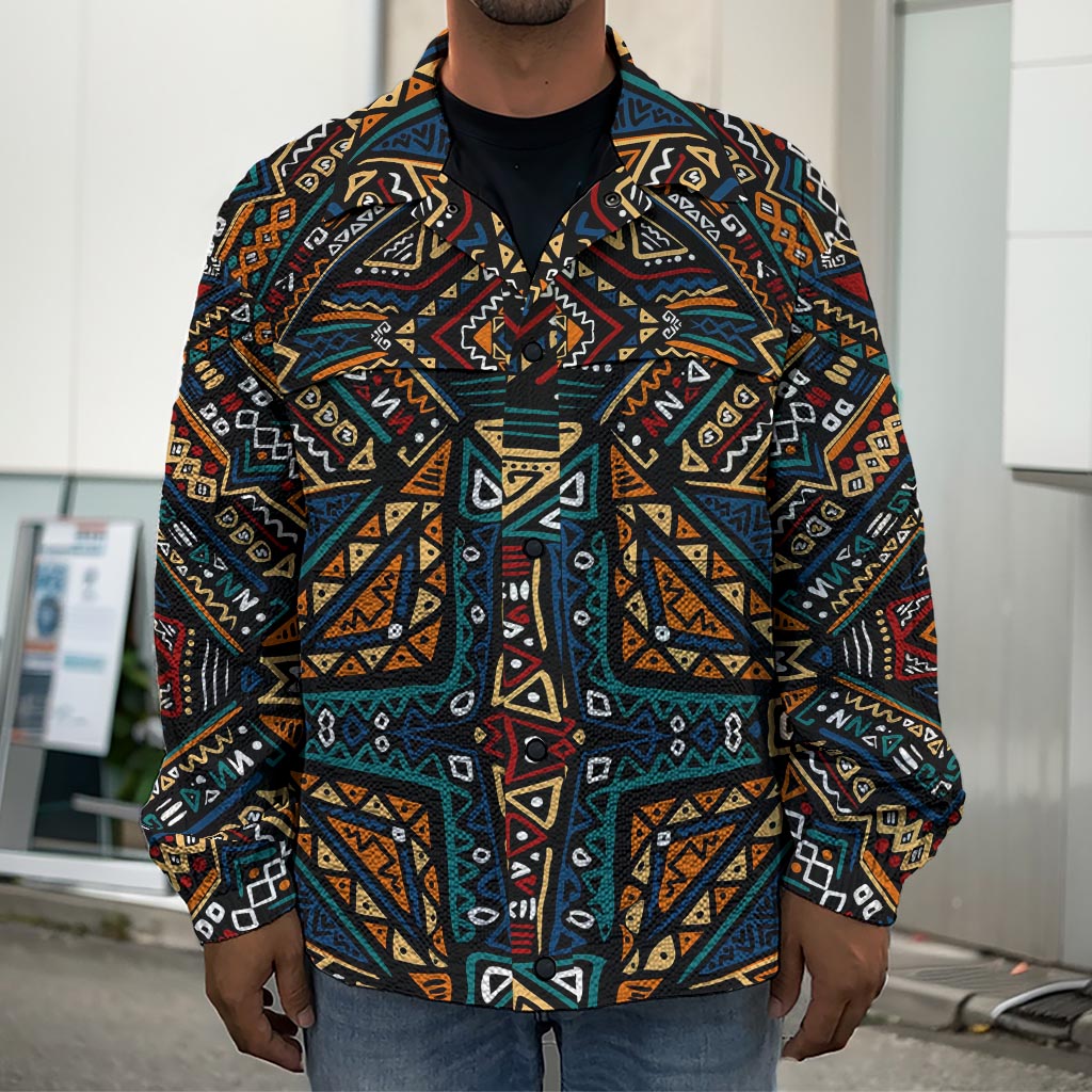 Boho Tribal Aztec Pattern Print Men's Shirt Jacket