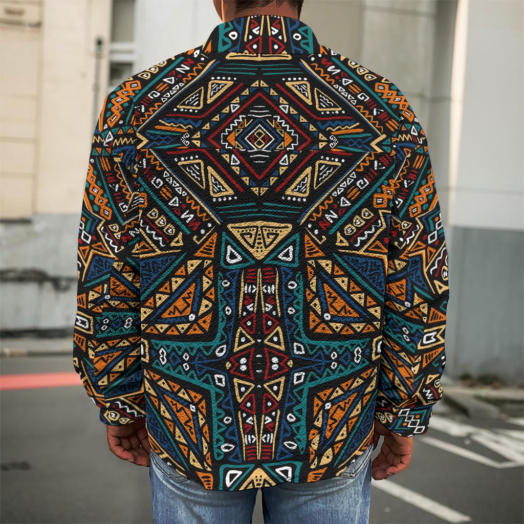 Boho Tribal Aztec Pattern Print Men's Shirt Jacket