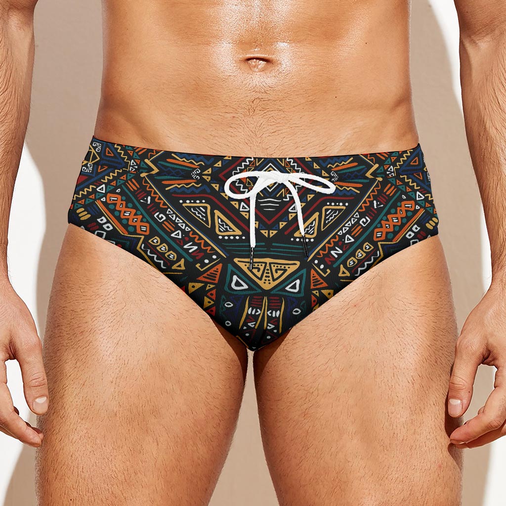 Boho Tribal Aztec Pattern Print Men's Swim Briefs