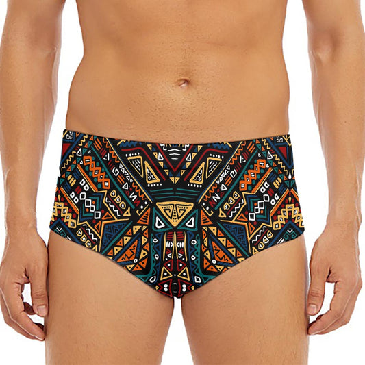 Boho Tribal Aztec Pattern Print Men's Triangle Swim Briefs