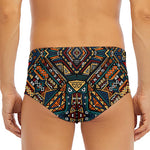 Boho Tribal Aztec Pattern Print Men's Triangle Swim Briefs