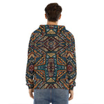 Boho Tribal Aztec Pattern Print Men's Velvet Pullover Hoodie
