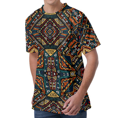 Boho Tribal Aztec Pattern Print Men's Velvet T-Shirt