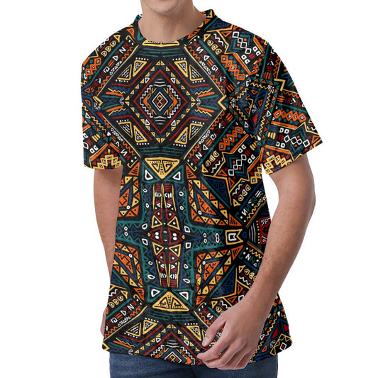 Boho Tribal Aztec Pattern Print Men's Velvet T-Shirt