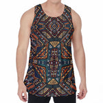 Boho Tribal Aztec Pattern Print Men's Velvet Tank Top