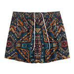 Boho Tribal Aztec Pattern Print Mesh Shorts