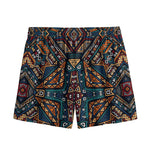Boho Tribal Aztec Pattern Print Mesh Shorts