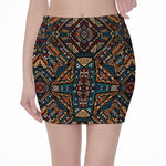 Boho Tribal Aztec Pattern Print Pencil Mini Skirt