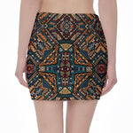 Boho Tribal Aztec Pattern Print Pencil Mini Skirt