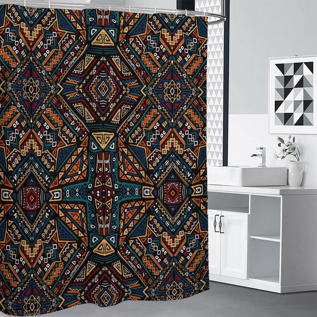 Boho Tribal Aztec Pattern Print Premium Shower Curtain