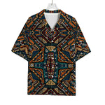 Boho Tribal Aztec Pattern Print Rayon Hawaiian Shirt