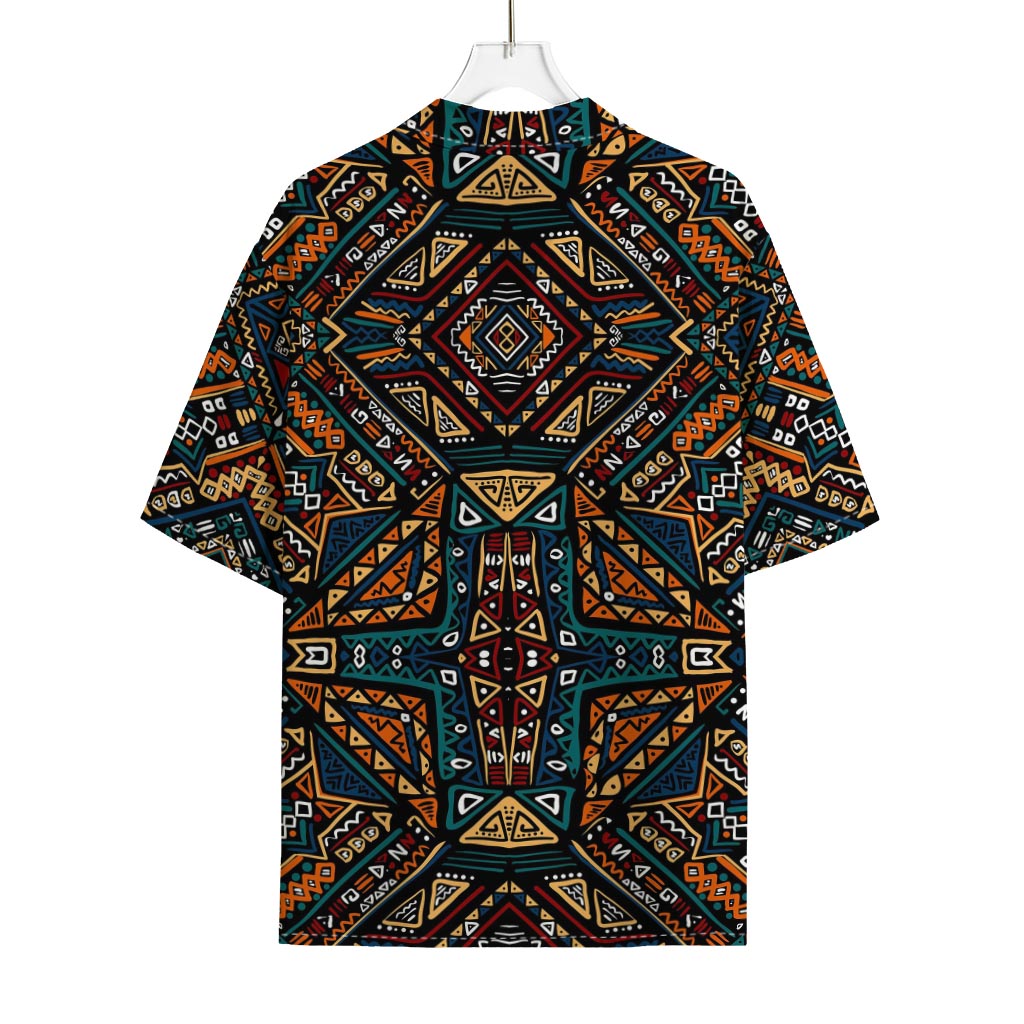 Boho Tribal Aztec Pattern Print Rayon Hawaiian Shirt