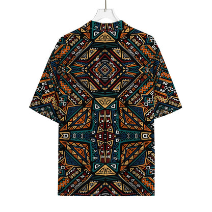 Boho Tribal Aztec Pattern Print Rayon Hawaiian Shirt