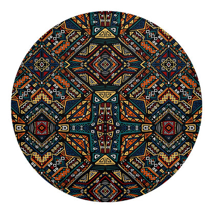 Boho Tribal Aztec Pattern Print Round Blanket