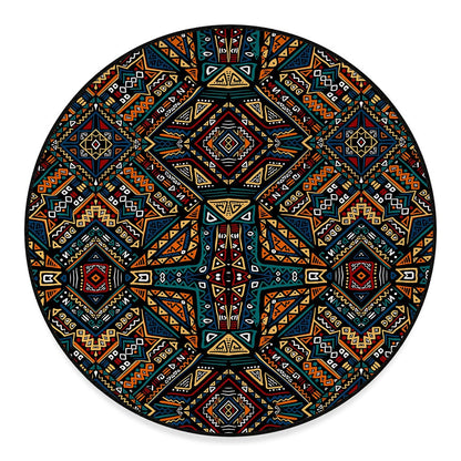 Boho Tribal Aztec Pattern Print Round Floor Mat