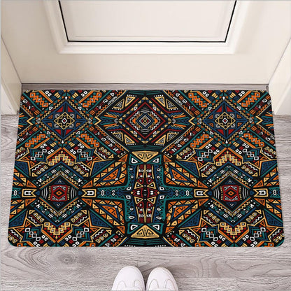 Boho Tribal Aztec Pattern Print Rubber Doormat