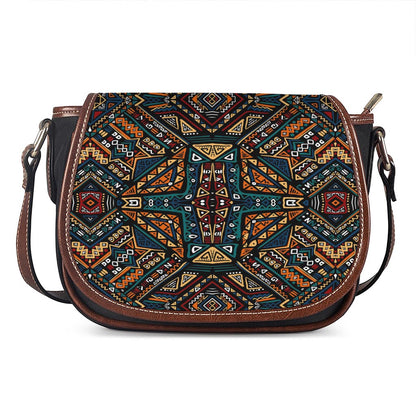 Boho Tribal Aztec Pattern Print Saddle Bag