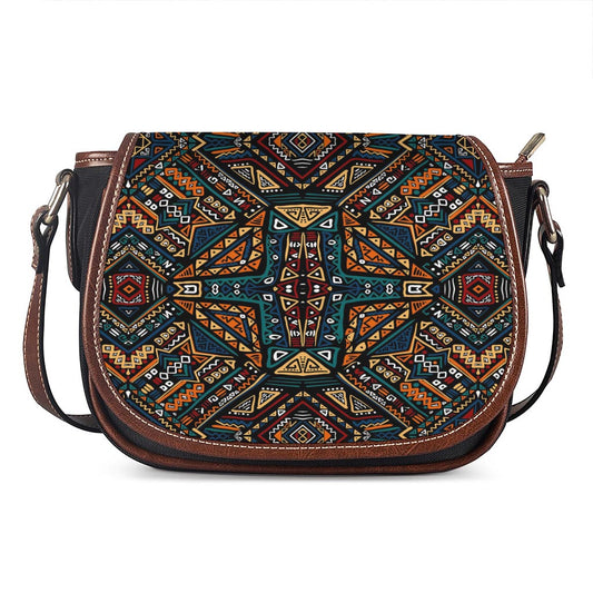Boho Tribal Aztec Pattern Print Saddle Bag