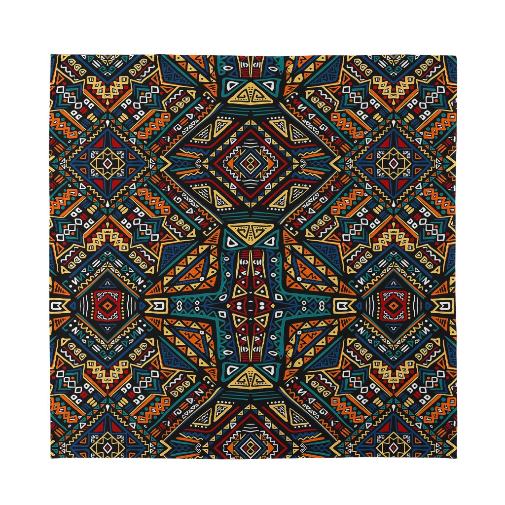 Boho Tribal Aztec Pattern Print Silk Bandana