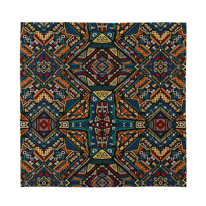 Boho Tribal Aztec Pattern Print Silk Bandana