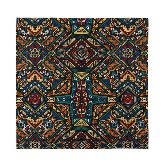 Boho Tribal Aztec Pattern Print Silk Bandana