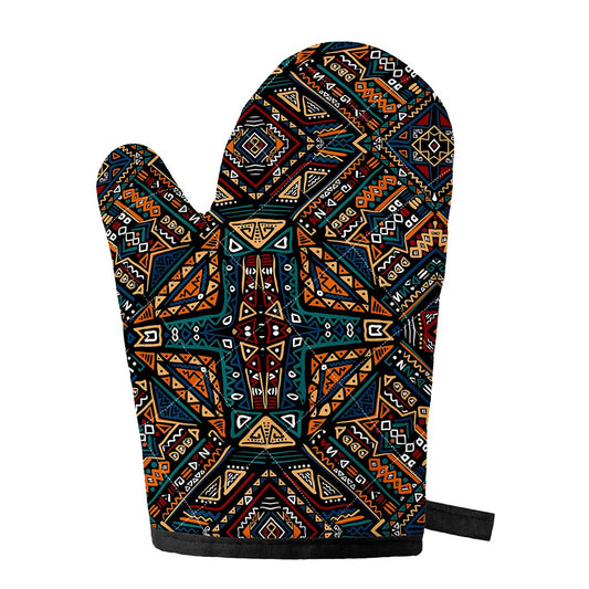 Boho Tribal Aztec Pattern Print Single Oven Mitt