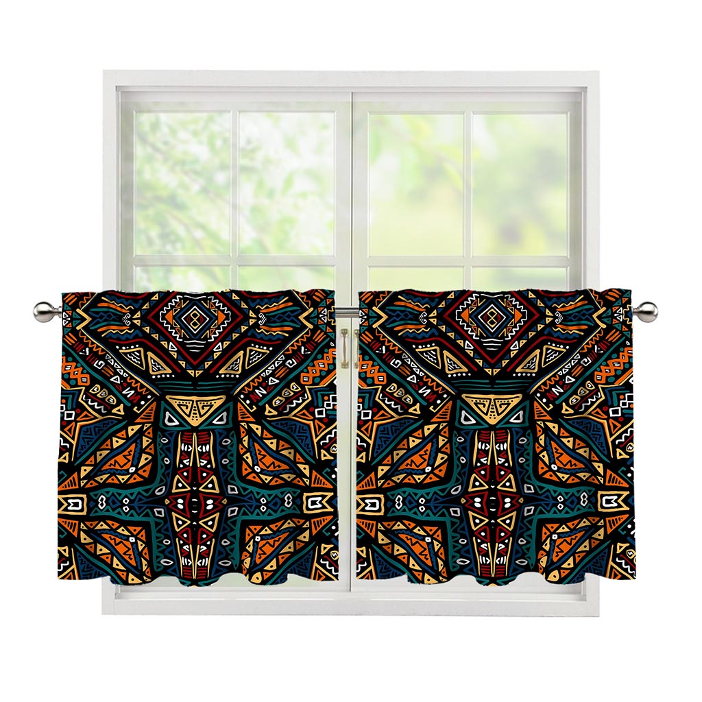 Boho Tribal Aztec Pattern Print Tier Curtains