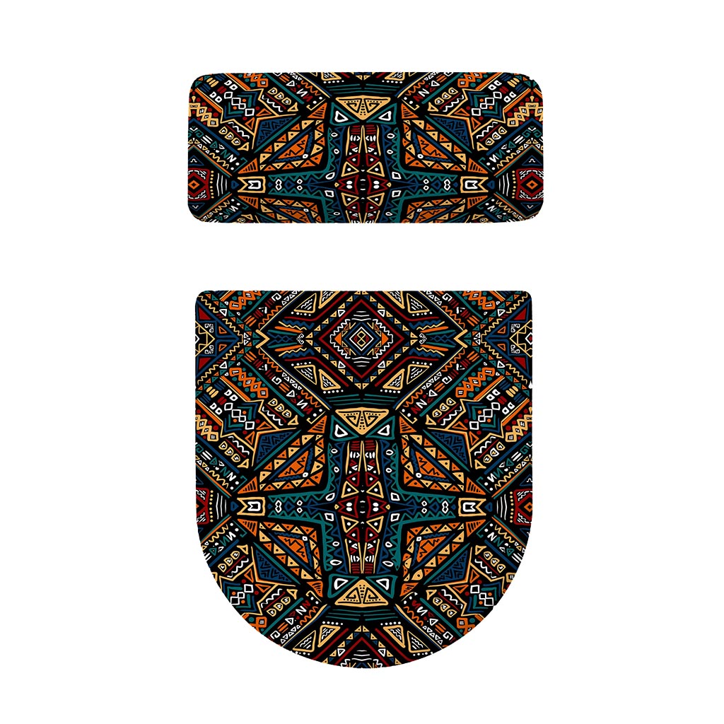 Boho Tribal Aztec Pattern Print Toilet Lid And Tank Cover Set