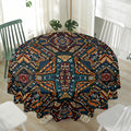 Boho Tribal Aztec Pattern Print Waterproof Round Tablecloth