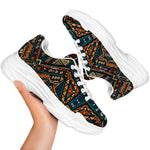 Boho Tribal Aztec Pattern Print White Chunky Shoes