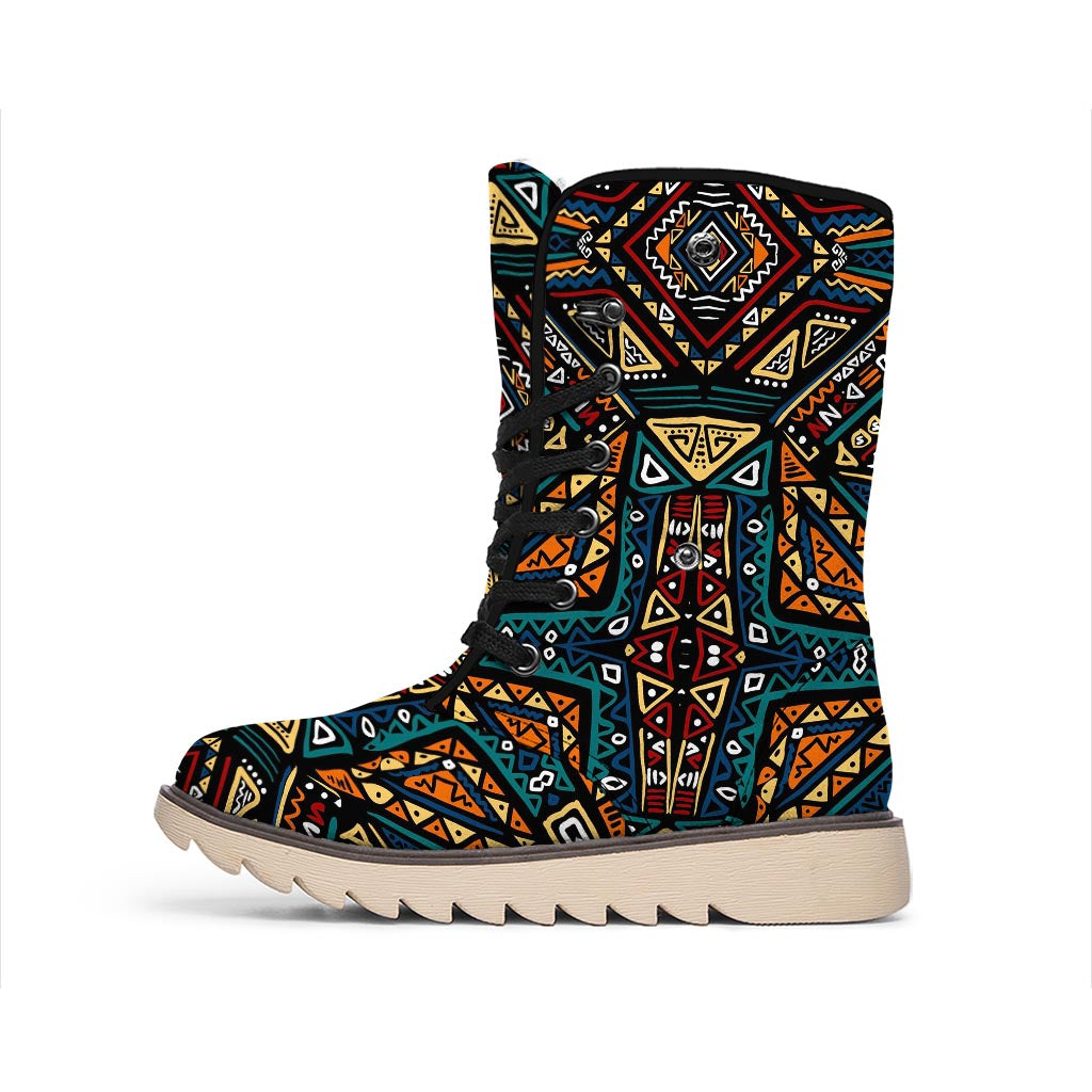 Boho Tribal Aztec Pattern Print Winter Boots