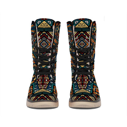 Boho Tribal Aztec Pattern Print Winter Boots