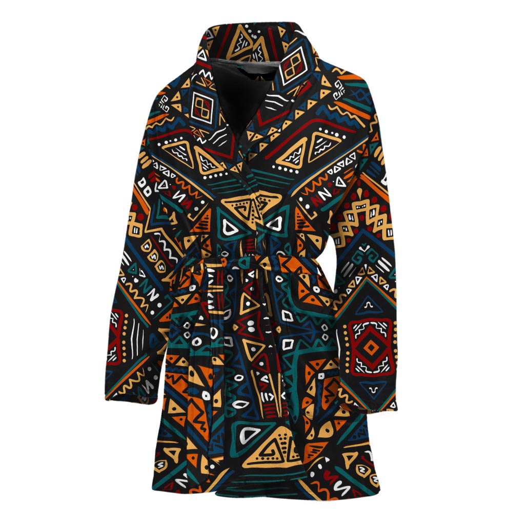 Boho Tribal Aztec Pattern Print Women's Bathrobe