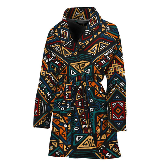 Boho Tribal Aztec Pattern Print Women's Bathrobe