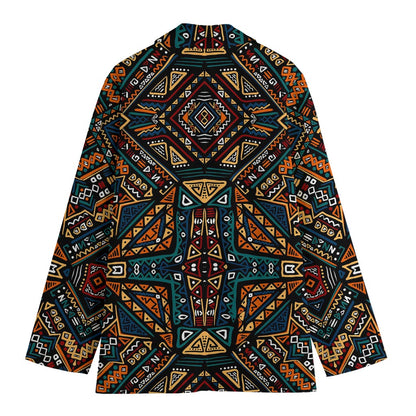 Boho Tribal Aztec Pattern Print Women's Cotton Blazer