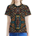 Boho Tribal Aztec Pattern Print Women's Polo Shirt