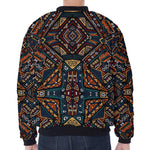 Boho Tribal Aztec Pattern Print Zip Sleeve Bomber Jacket