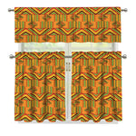 Bonwire Kente Pattern Print 3 Piece Kitchen Curtains