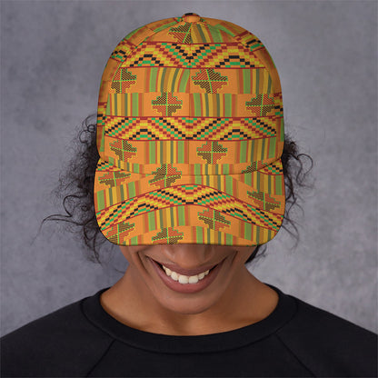 Bonwire Kente Pattern Print Baseball Cap