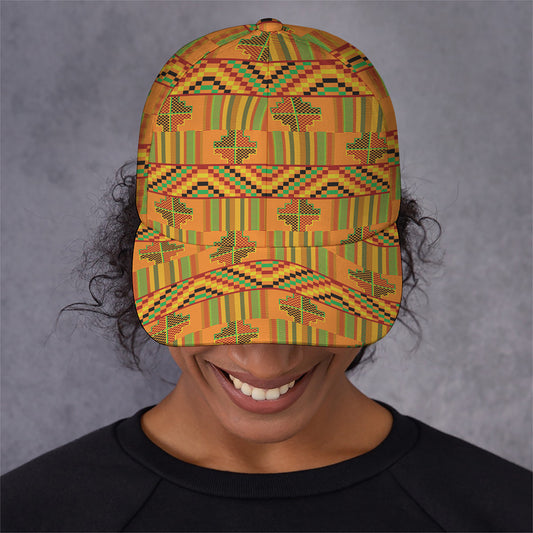 Bonwire Kente Pattern Print Baseball Cap