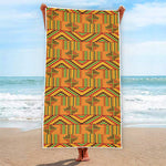 Bonwire Kente Pattern Print Beach Towel