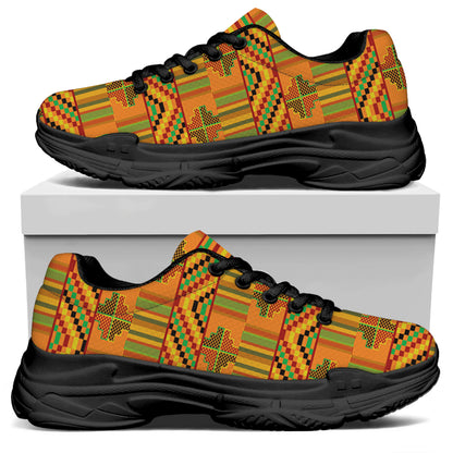 Bonwire Kente Pattern Print Black Chunky Shoes