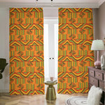 Bonwire Kente Pattern Print Blackout Pencil Pleat Curtains