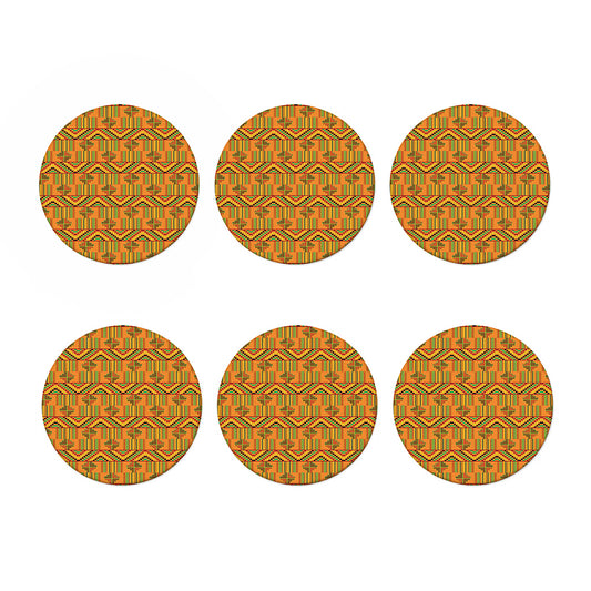 Bonwire Kente Pattern Print Coaster Set
